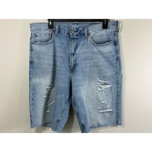 Levi's 469 Loose Fit Jorts Mens Light Wash Distressed Denim Baggy Y2K Skater